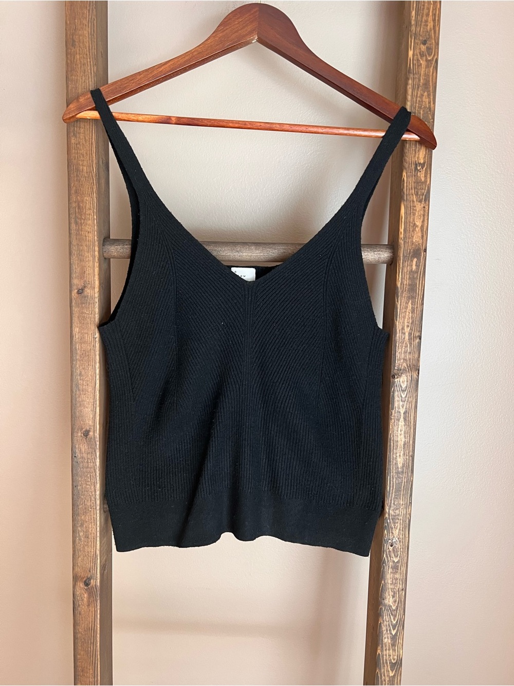 a new day Black Ribbed V-Neck Tank